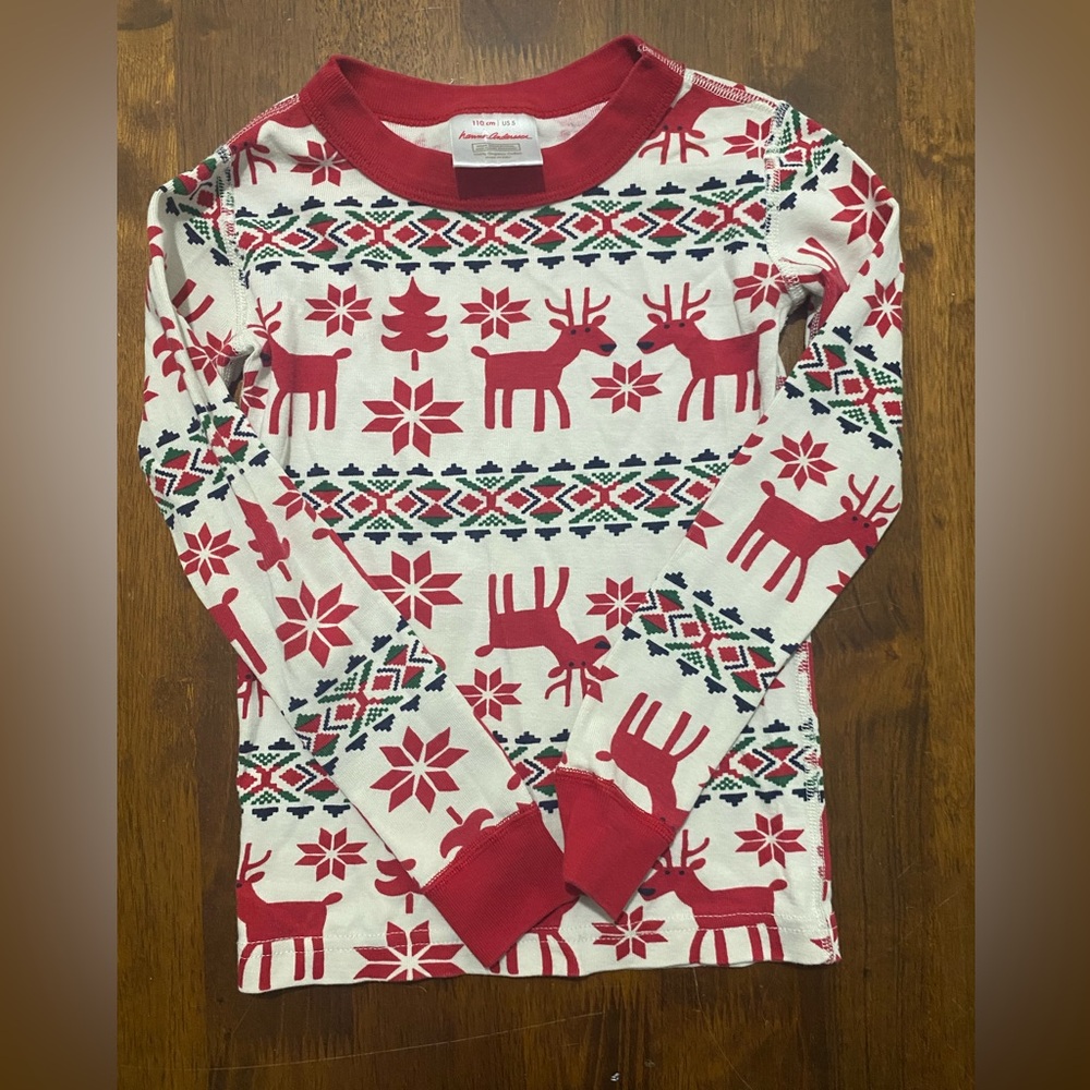 Hanna Andersson Christmas PJ Top, Size 5